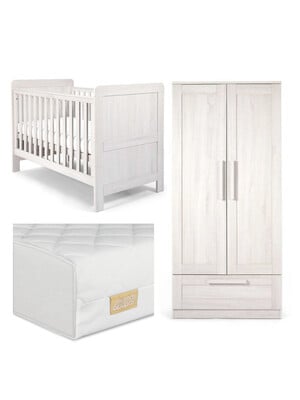 Atlas 3 Piece Cotbed Set with Wardrobe and Essential Fibre Mattress